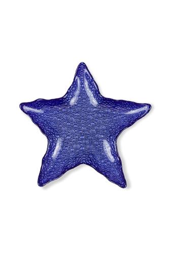 Coincasa γυάλινη πιατέλα σερβιρίσματος starfish 33 cm - 007358643 Μπλε